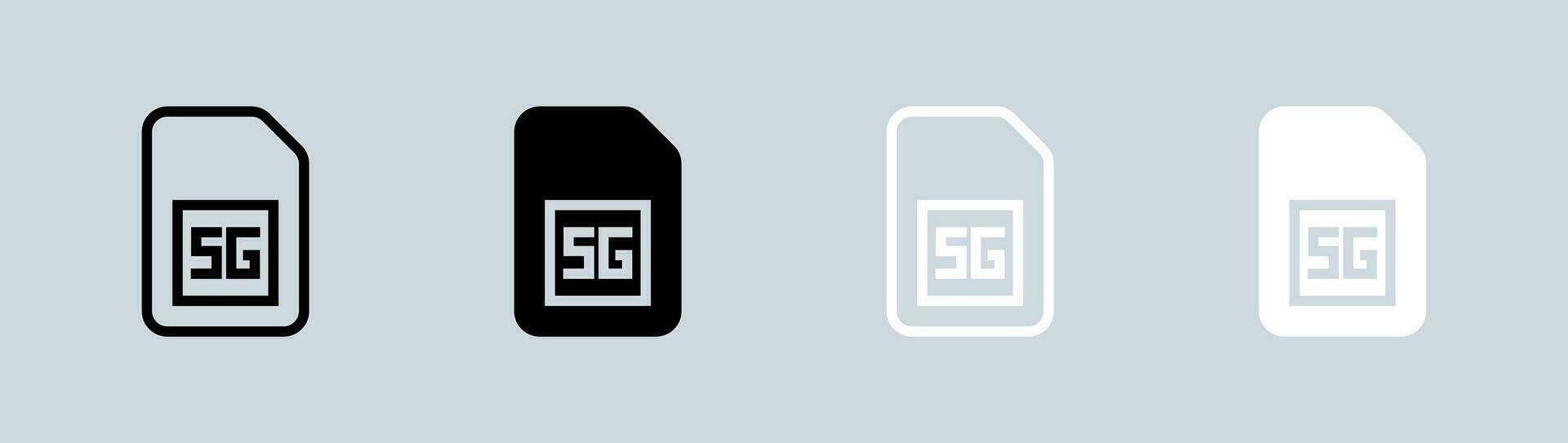 5 5 Generacion icono conjunto en negro y blanco. red señales vector ilustración.