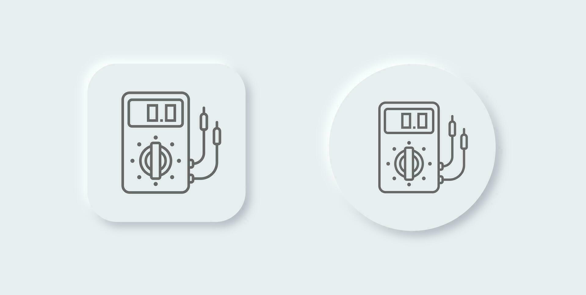 Voltmeter line icon in neomorphic design style. Voltgae signs vector illustration.