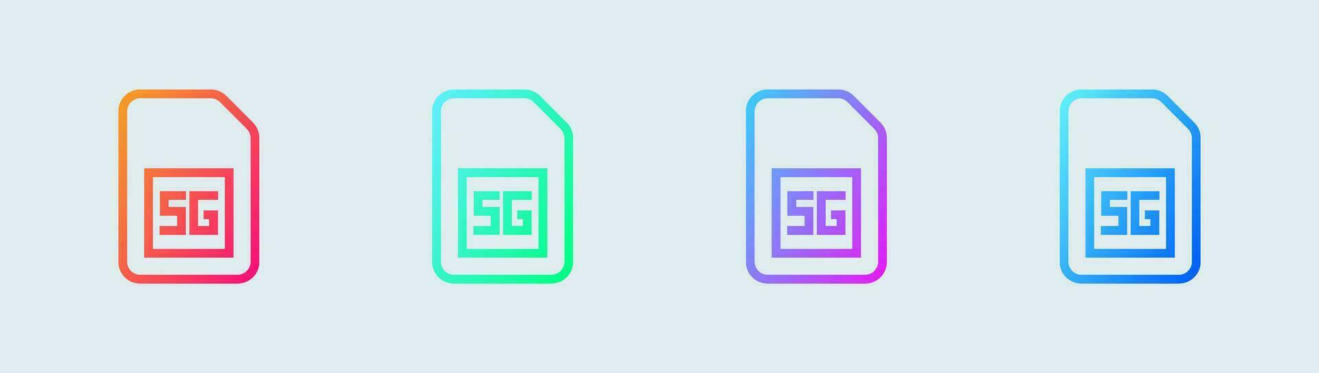 5 5 Generacion línea icono en degradado colores. red señales vector ilustración.