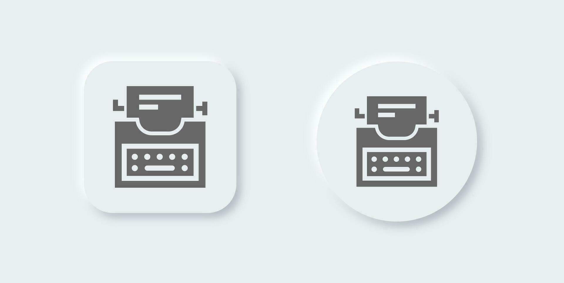 Typewriter solid icon in neomorphic design style. Writer signs vector illustration.