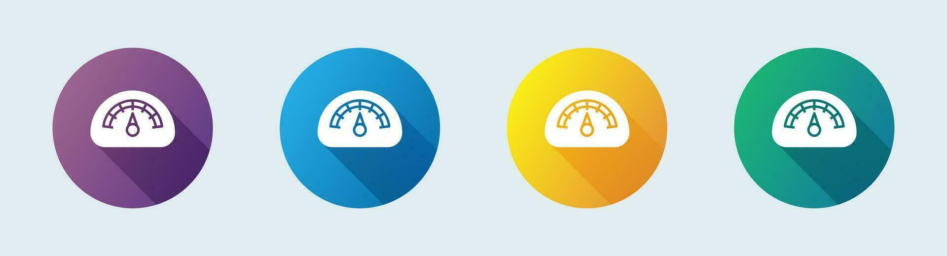 Speed meter solid icon in flat design style. Scale signs vector illustration.