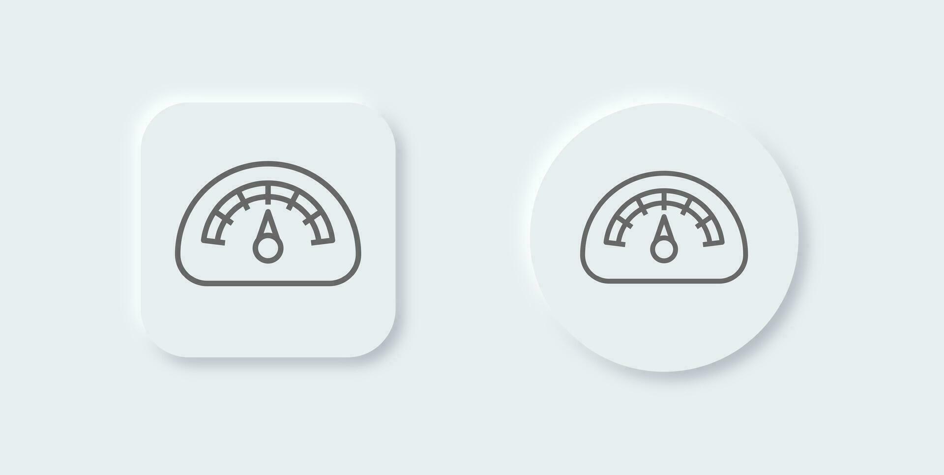 Speed meter line icon in neomorphic design style. Scale signs vector illustration.