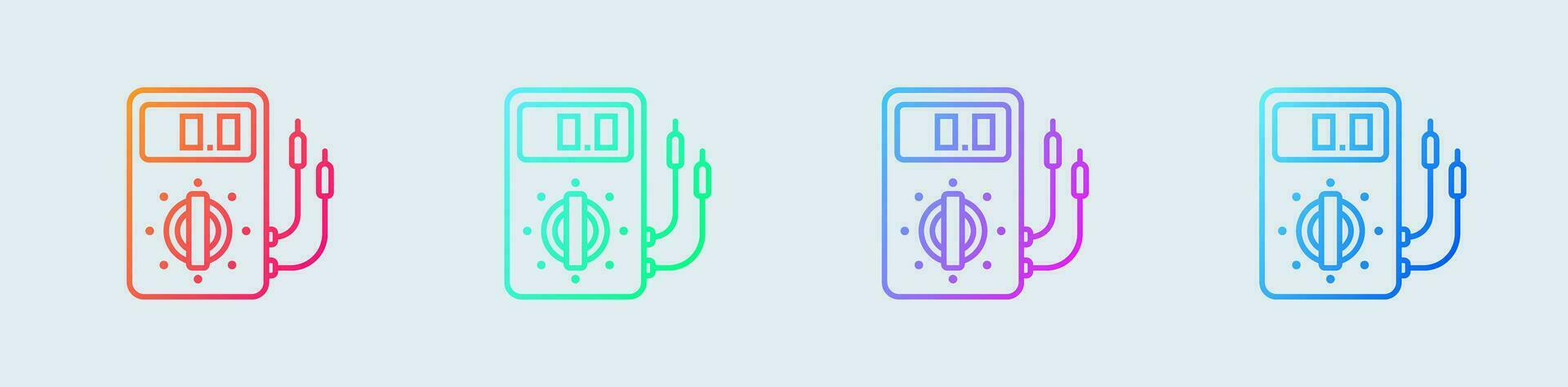 Voltmeter line icon in gradient colors. Voltgae signs vector illustration.