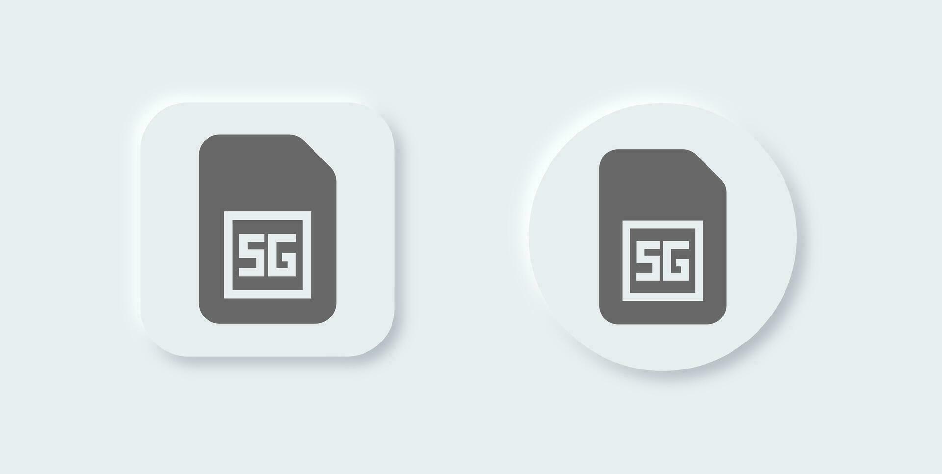 5 generation solid icon in neomorphic design style. Network signs vector illustration.