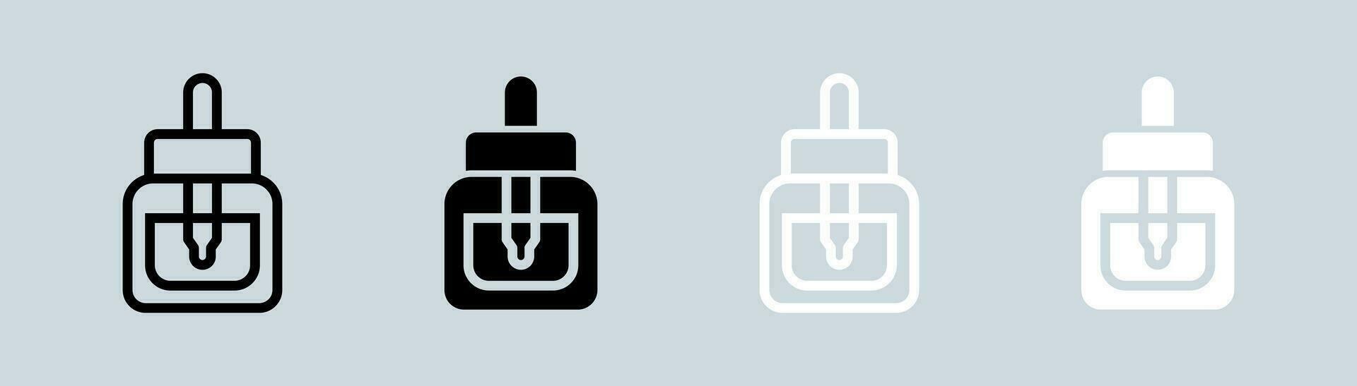 suero icono conjunto en negro y blanco. cosmético señales vector ilustración.