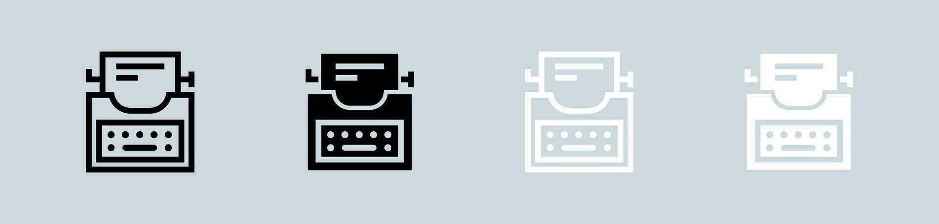 Typewriter icon set in black and white. Writer signs vector illustration.
