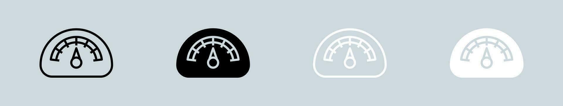 Speed meter icon set in black and white. Scale signs vector illustration.