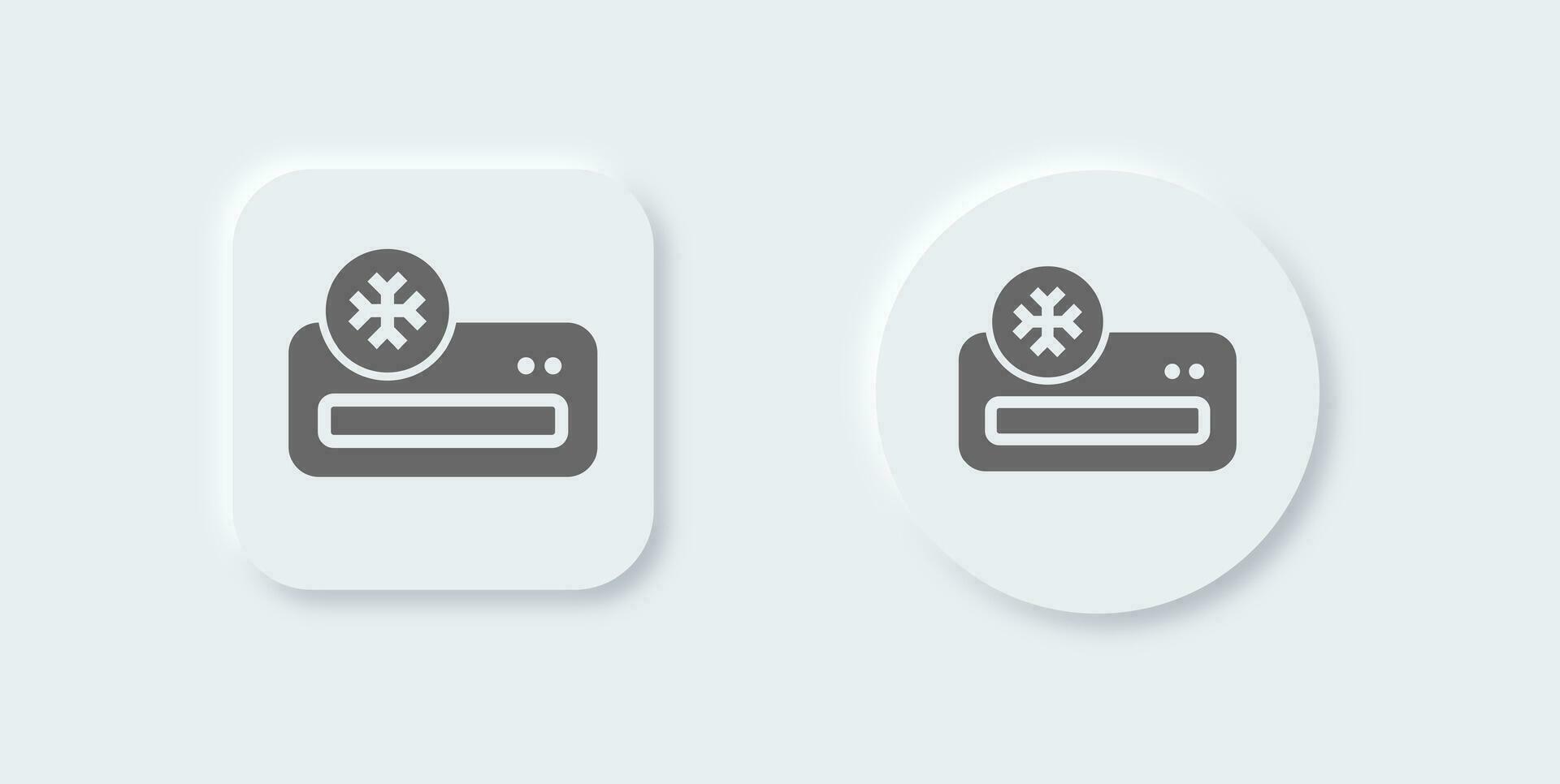 Air conditioner solid icon in neomorphic design style. Cooling signs vector illustration.