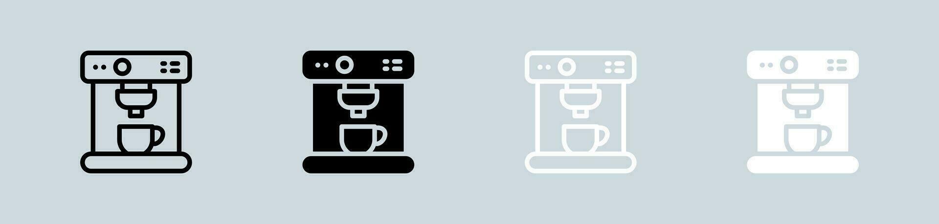 Coffee machine icon set in black and white. Coffeemaker signs vector illustration.