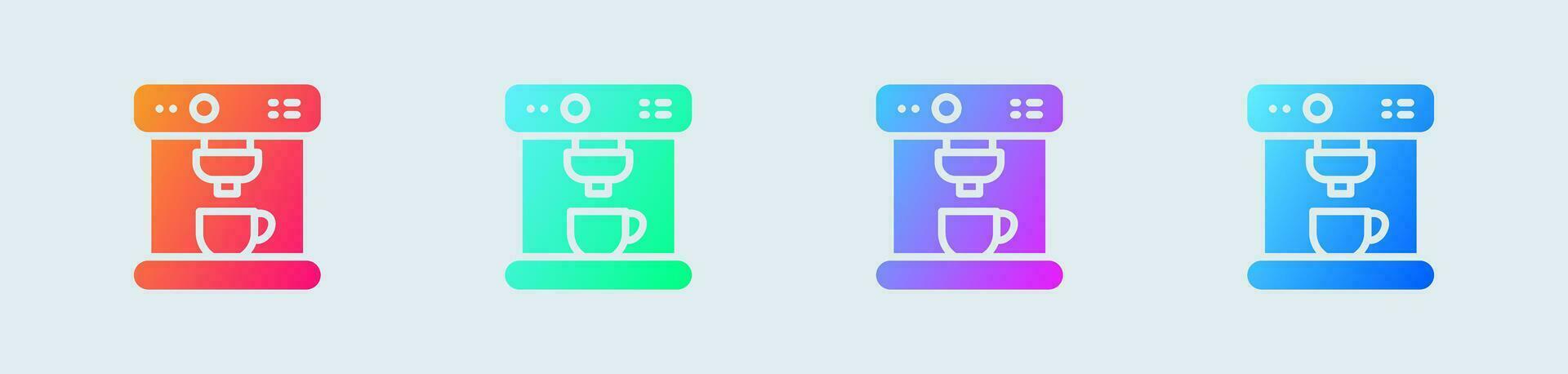 Coffee machine solid icon in gradient colors. Coffeemaker signs vector illustration.