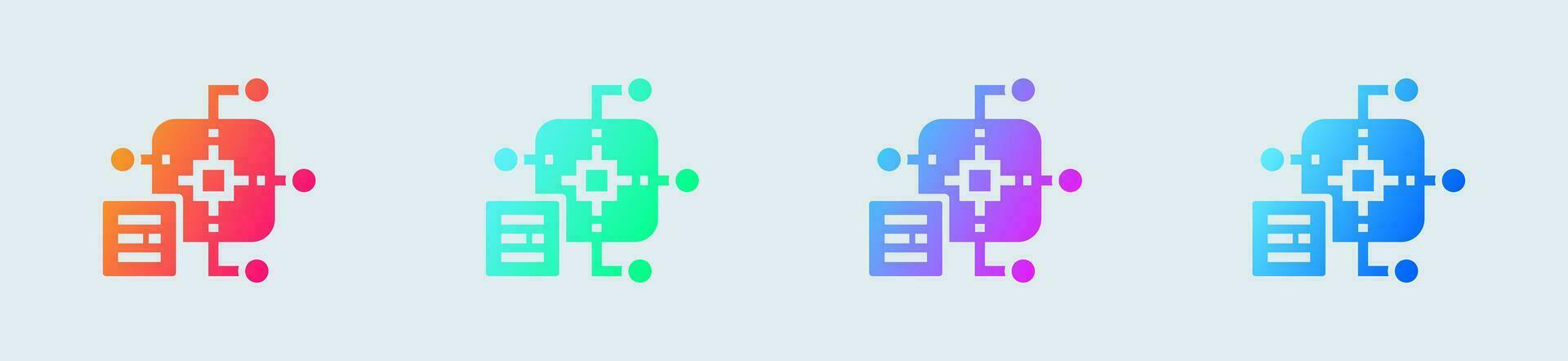 Machine learning solid icon in gradient colors. Artificial intelligence signs vector illustration.