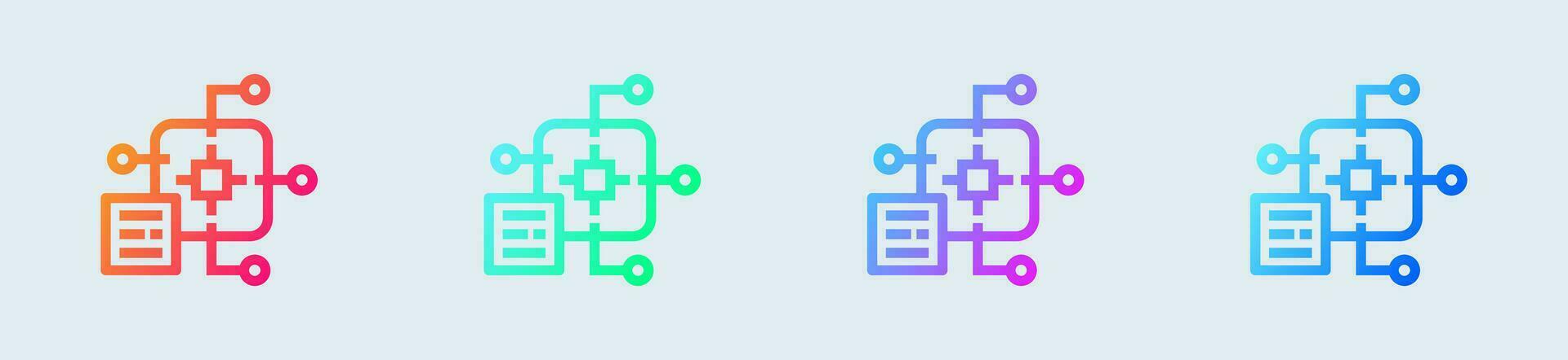 Machine learning line icon in gradient colors. Artificial intelligence signs vector illustration.