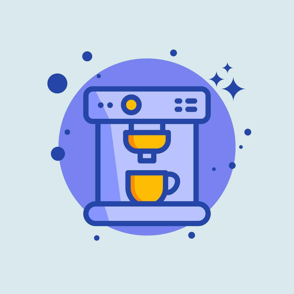 Coffee machine flat illustration. Coffeemaker signs vector illustration.
