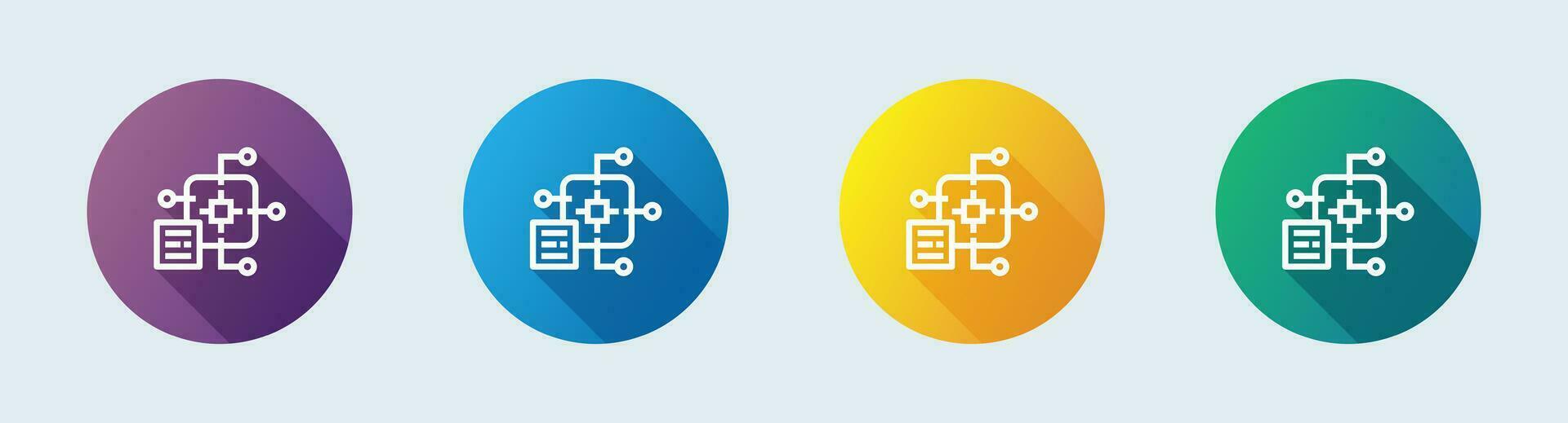 Machine learning line icon in flat design style. Artificial intelligence signs vector illustration.