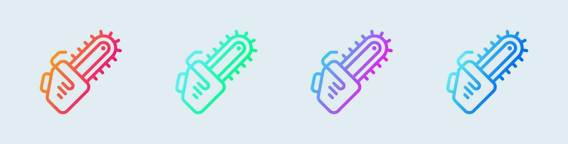 Chain saw line icon in gradient colors. Tool signs vector illustration.