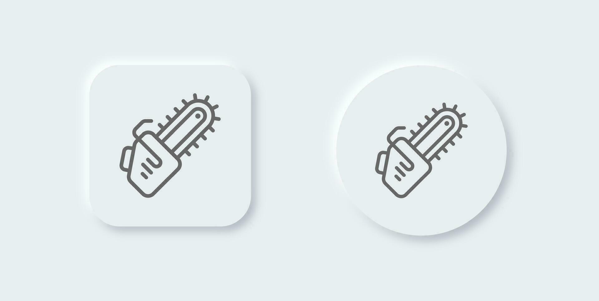 Chain saw line icon in neomorphic design style. Tool signs vector illustration.