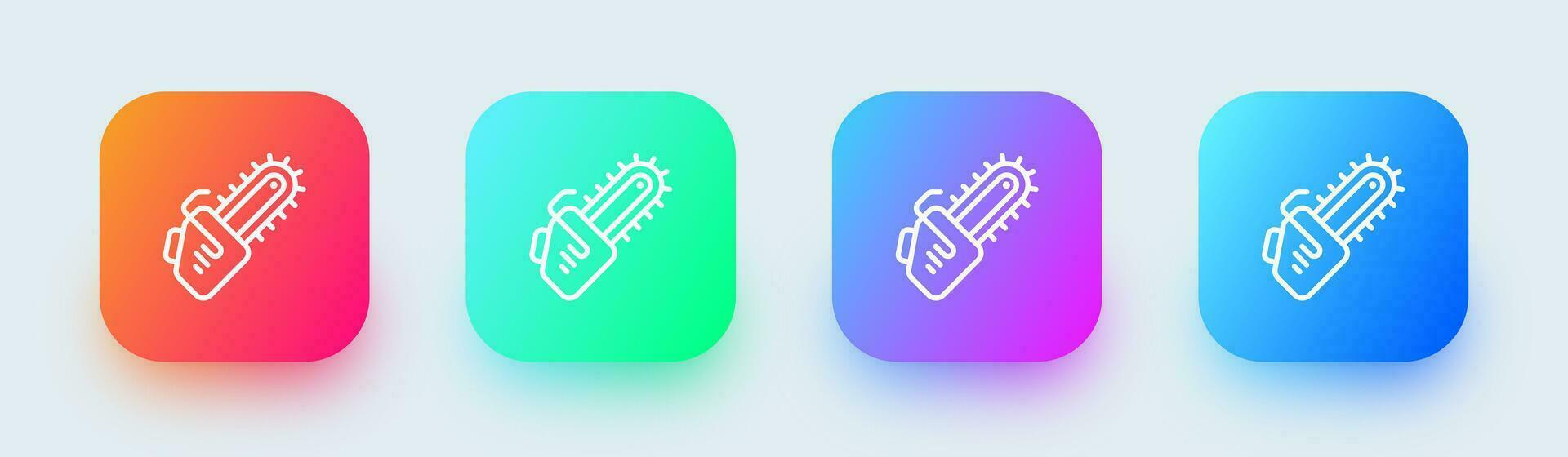 Chain saw line icon in square gradient colors. Tool signs vector illustration.