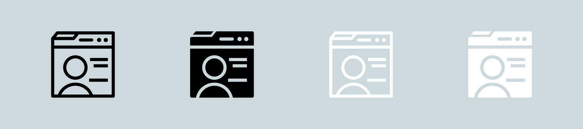 Profile icon set in black and white. User signs vector illustration.