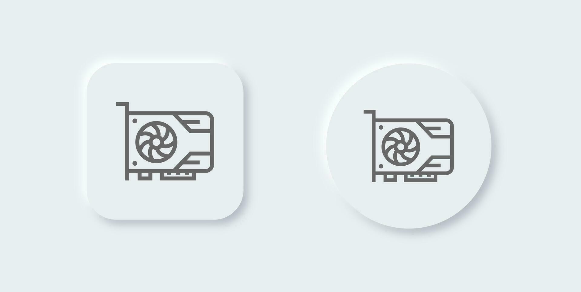 Video card line icon in neomorphic design style. Gpu signs vector illustration.