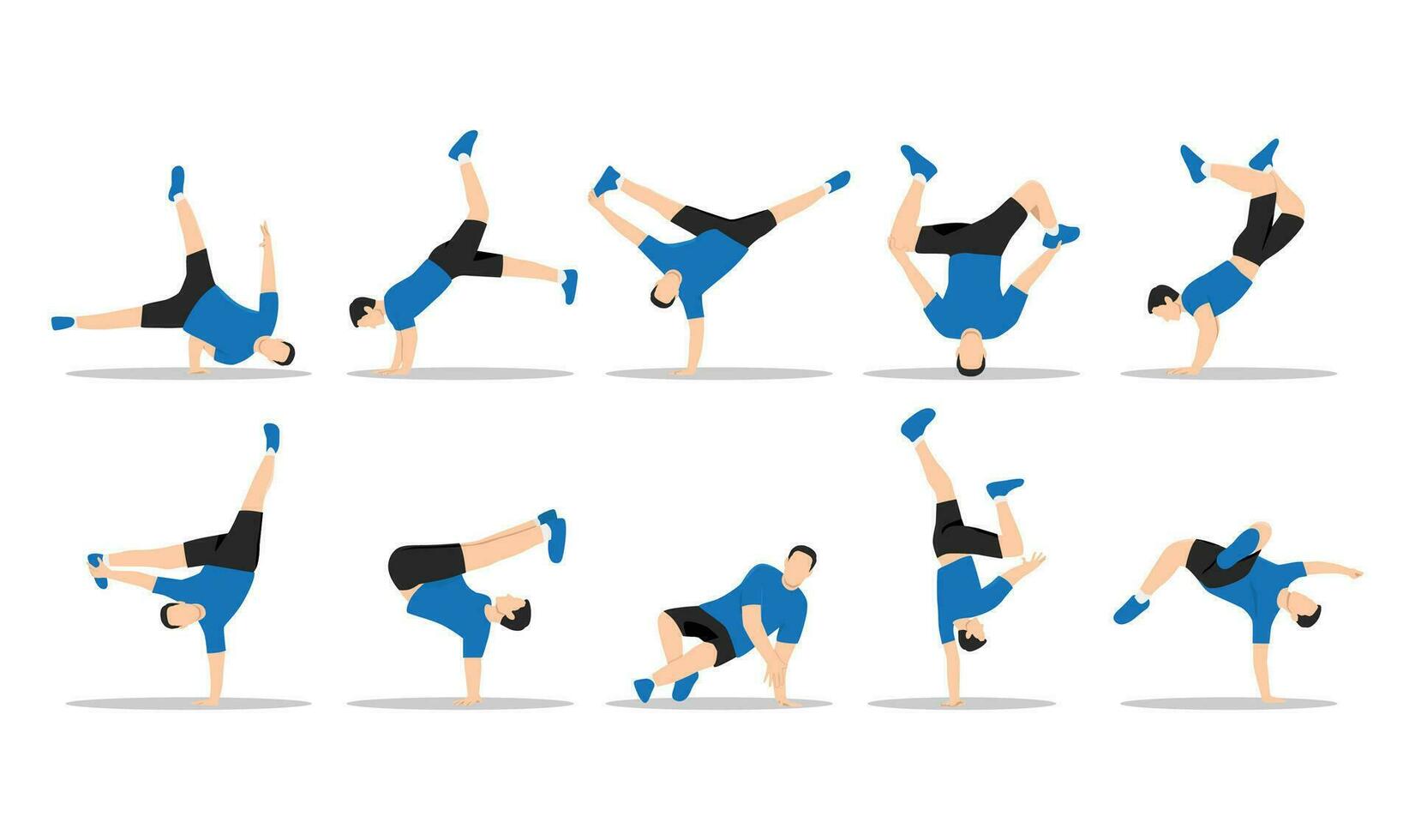 conjunto de hombre personaje de bailarines breakdance bailarín. vector