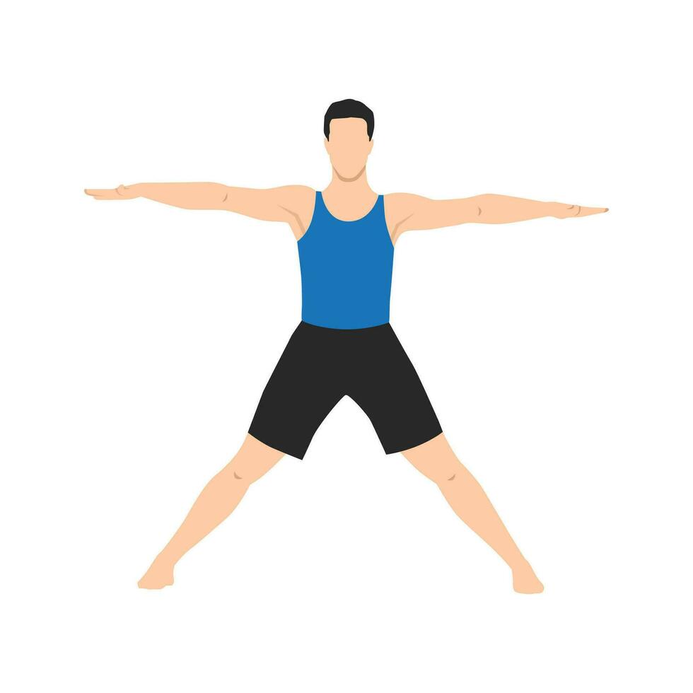 hombre haciendo parsva hasta padasana o estrella actitud yoga ejercicio. vector