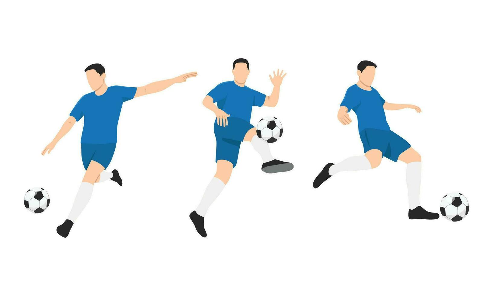 Man soccer player or football player doing different variation. vector