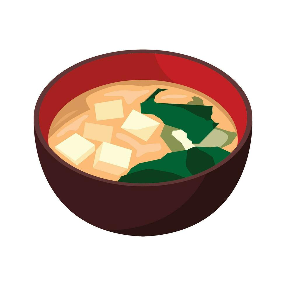 Miso soup in cup. Miso soup is Japanese food. vector