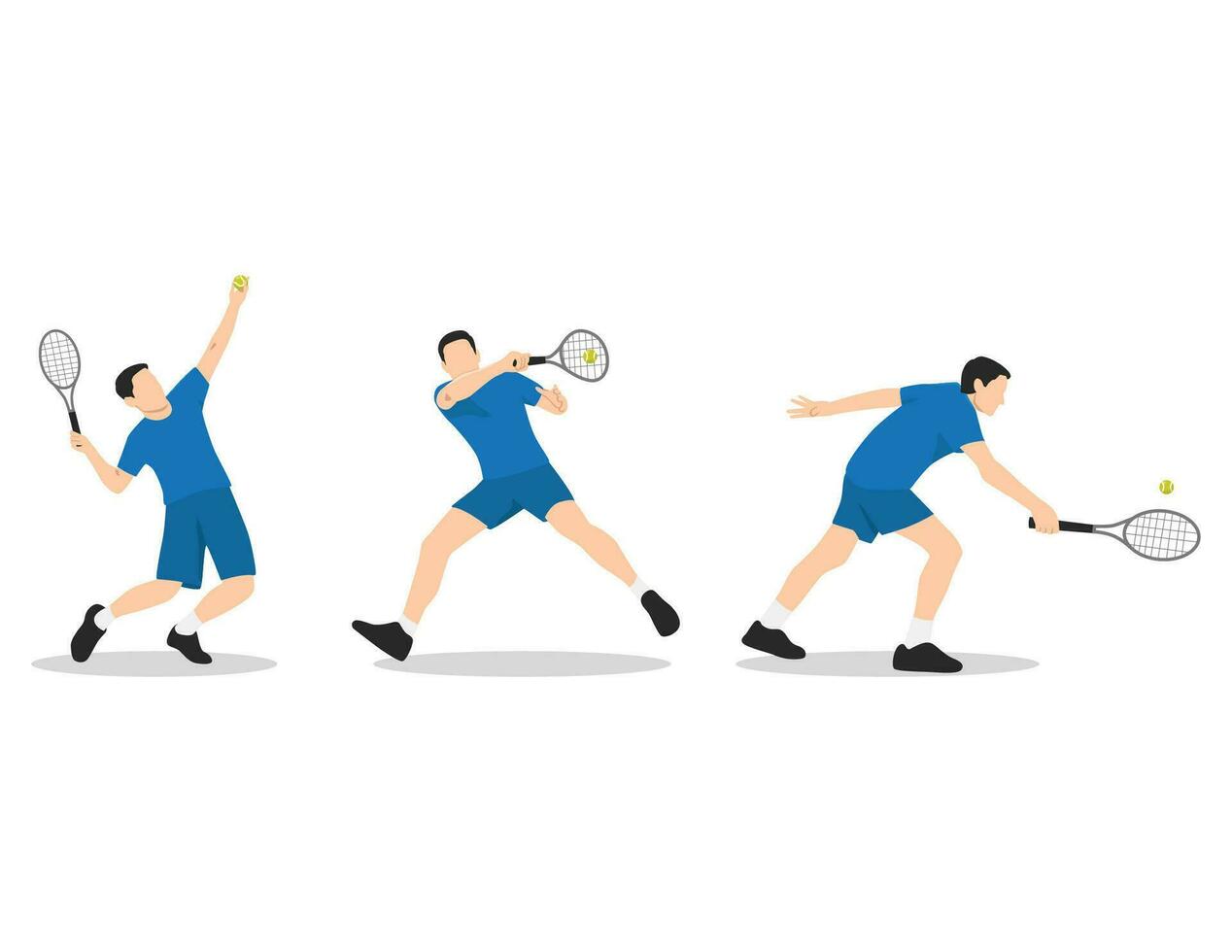 joven hombre jugando tenis en Corte colocar. vector