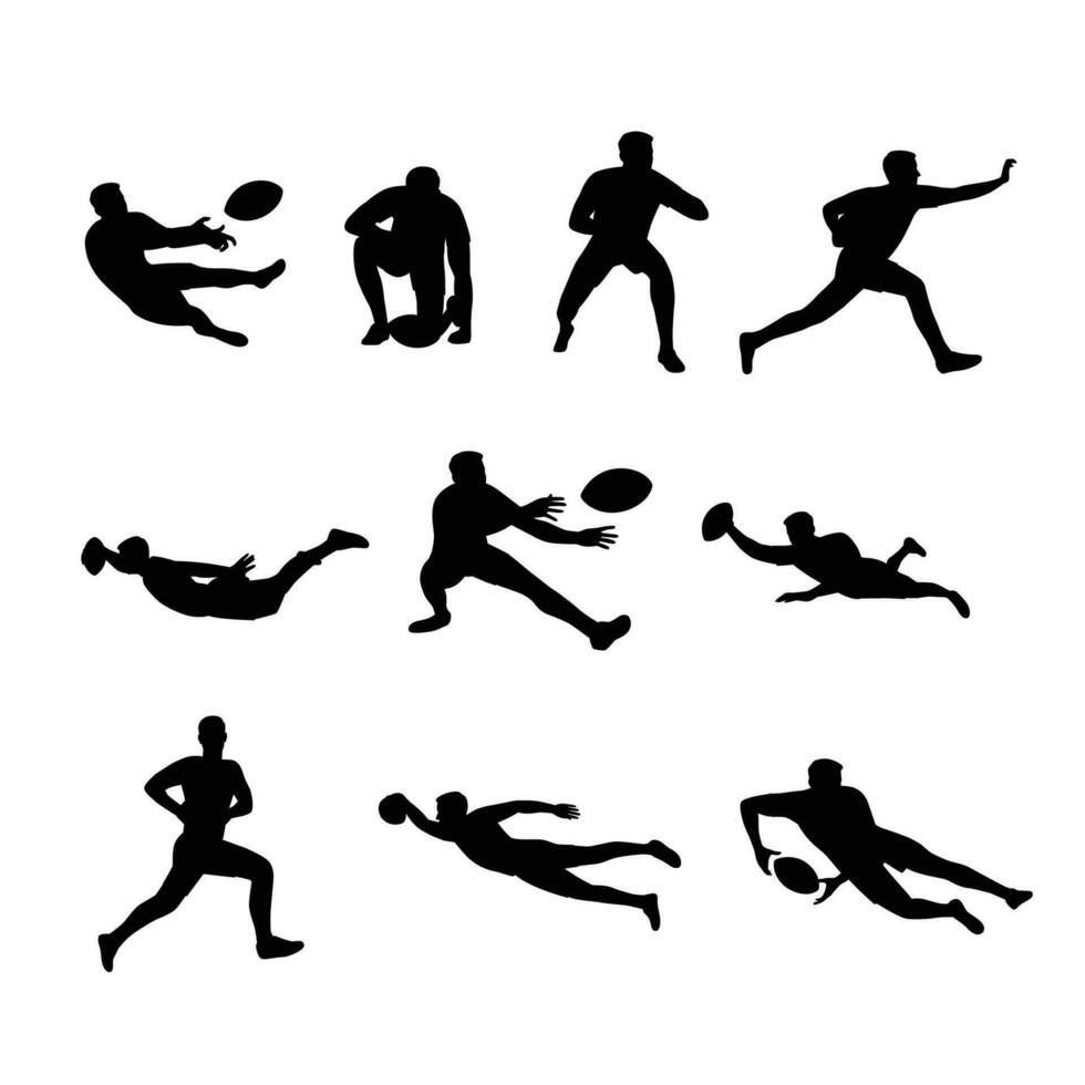 The set of different Rugby players. vector