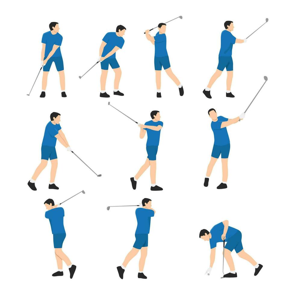 Man golfers character set. vector