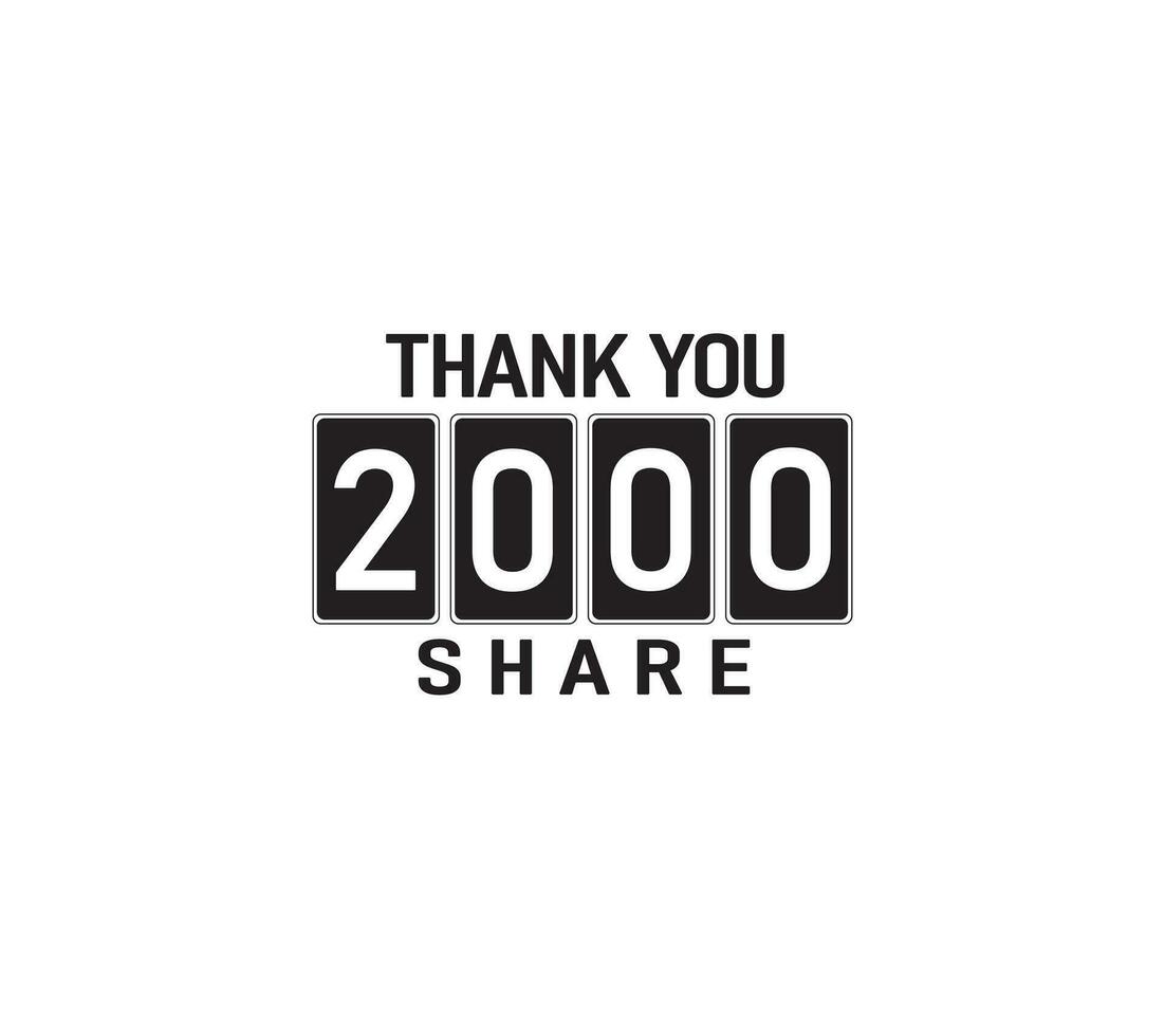 2000 share thank you design black and white vector illustration