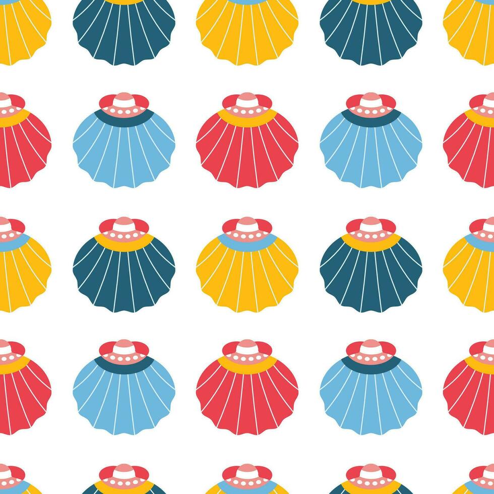 Pattern on a marine theme with shell, ornament. vector