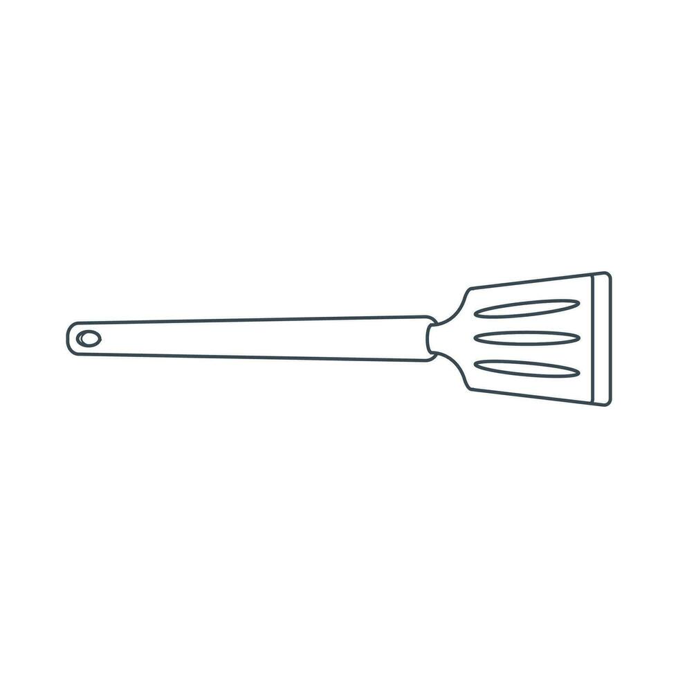 Dishes. Kitchen spatula for turning food. Line art. vector