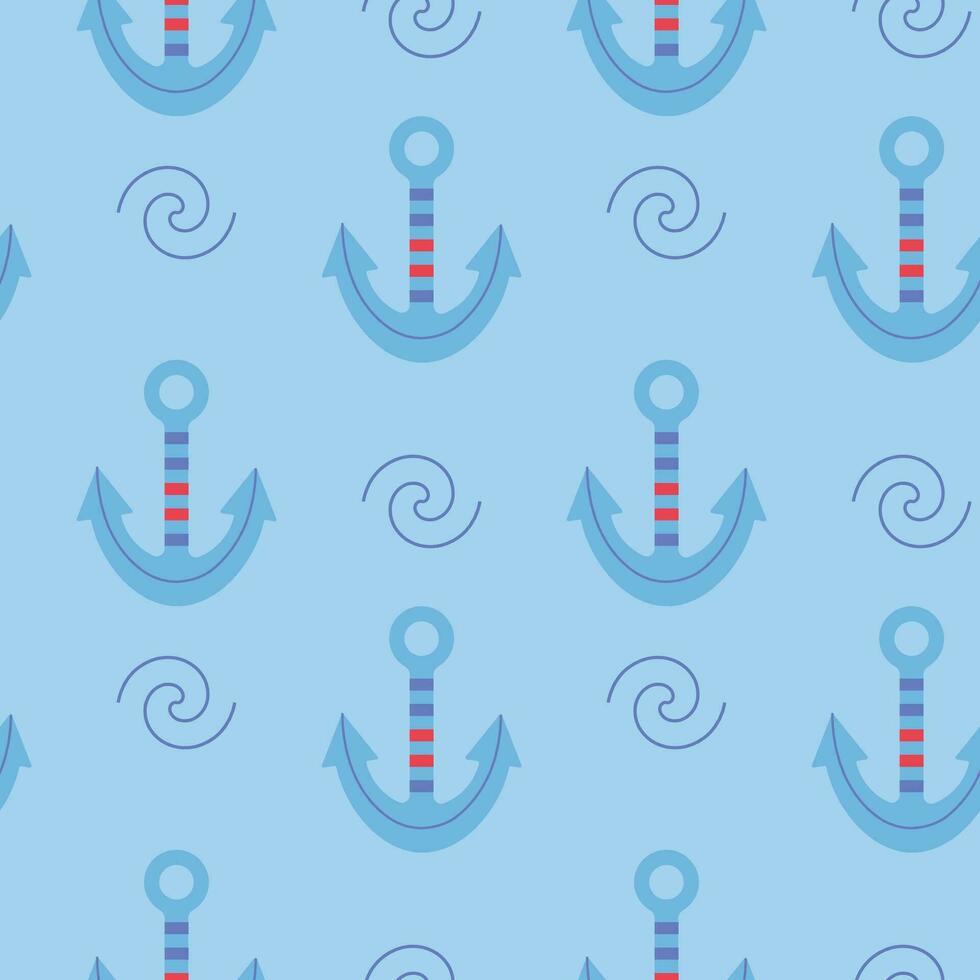 Pattern on a marine theme with anchor, ornament. vector