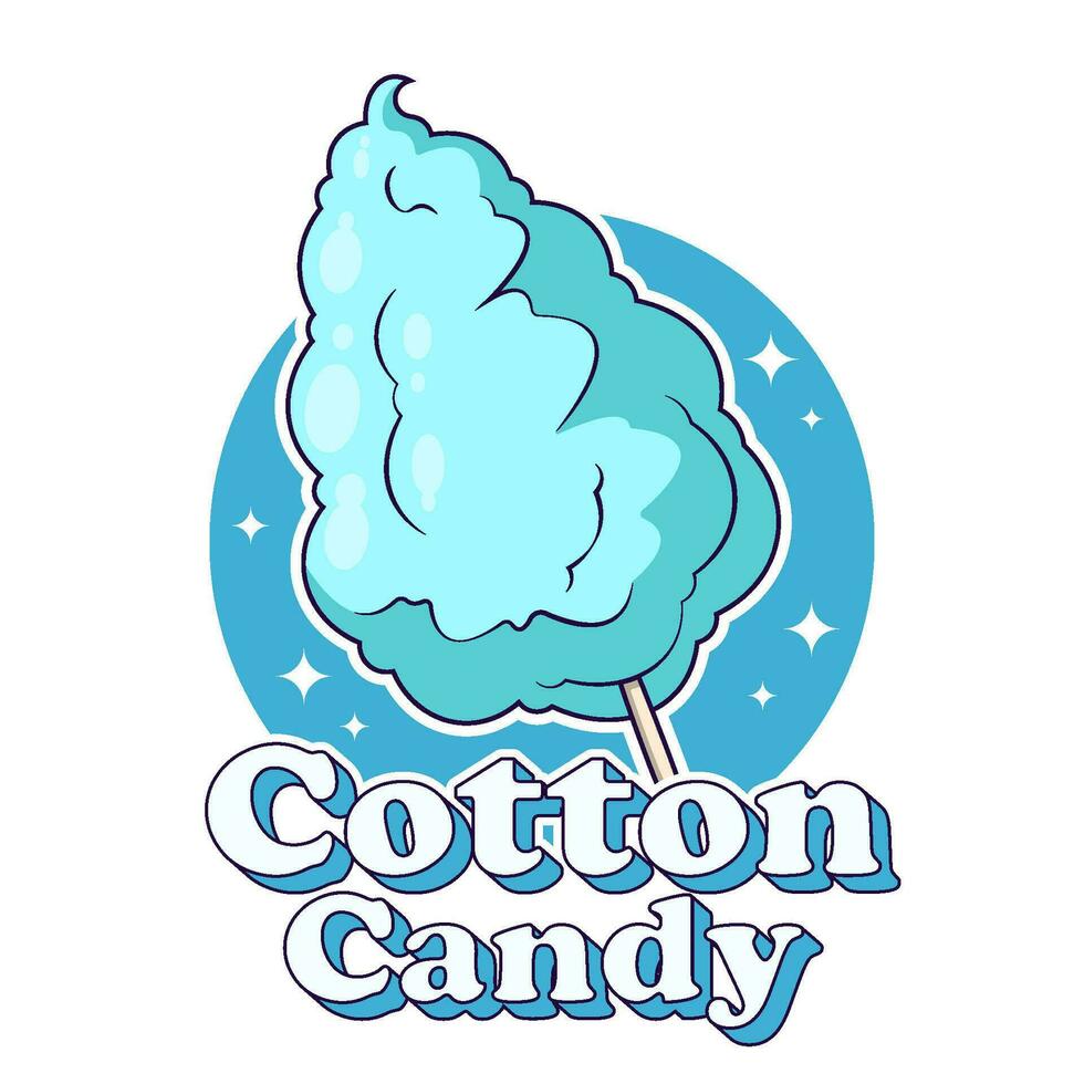 cotton candy food logo product cartoon style sweet snack vector illustration template design