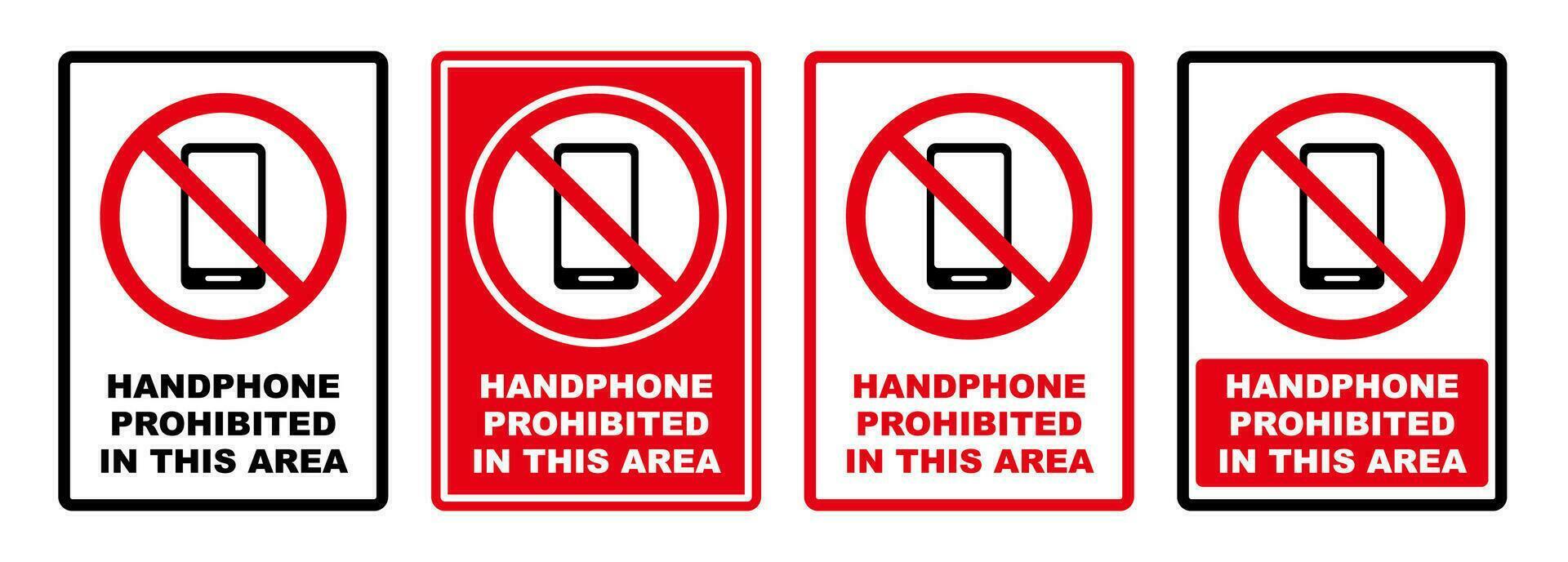 No teléfono de mano en esta zona prohibido firmar imprimible rojo detener conjunto prohibido silueta icono diseño vector