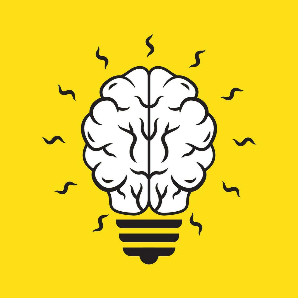 idea light bulb creative thinking concept  yellow brain icon design illustration vector