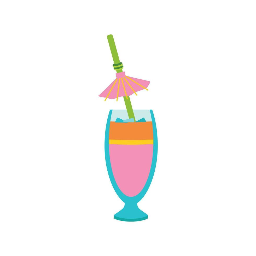 Cocktail. Beach set for summer trips. Vacation accessories for sea vacations. vector