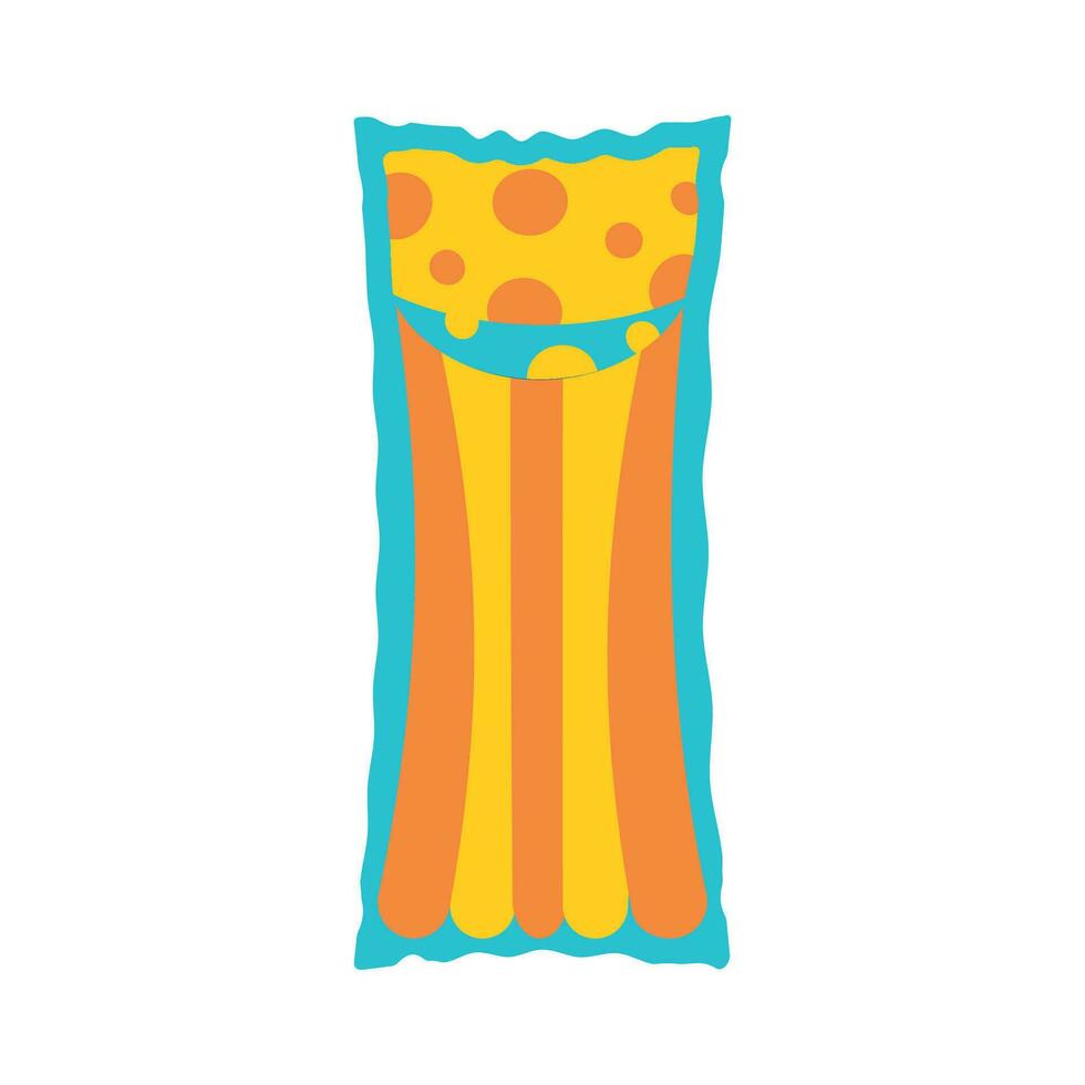 Inflatable mattress. Beach set for summer trips. Vacation accessories for sea vacations. vector