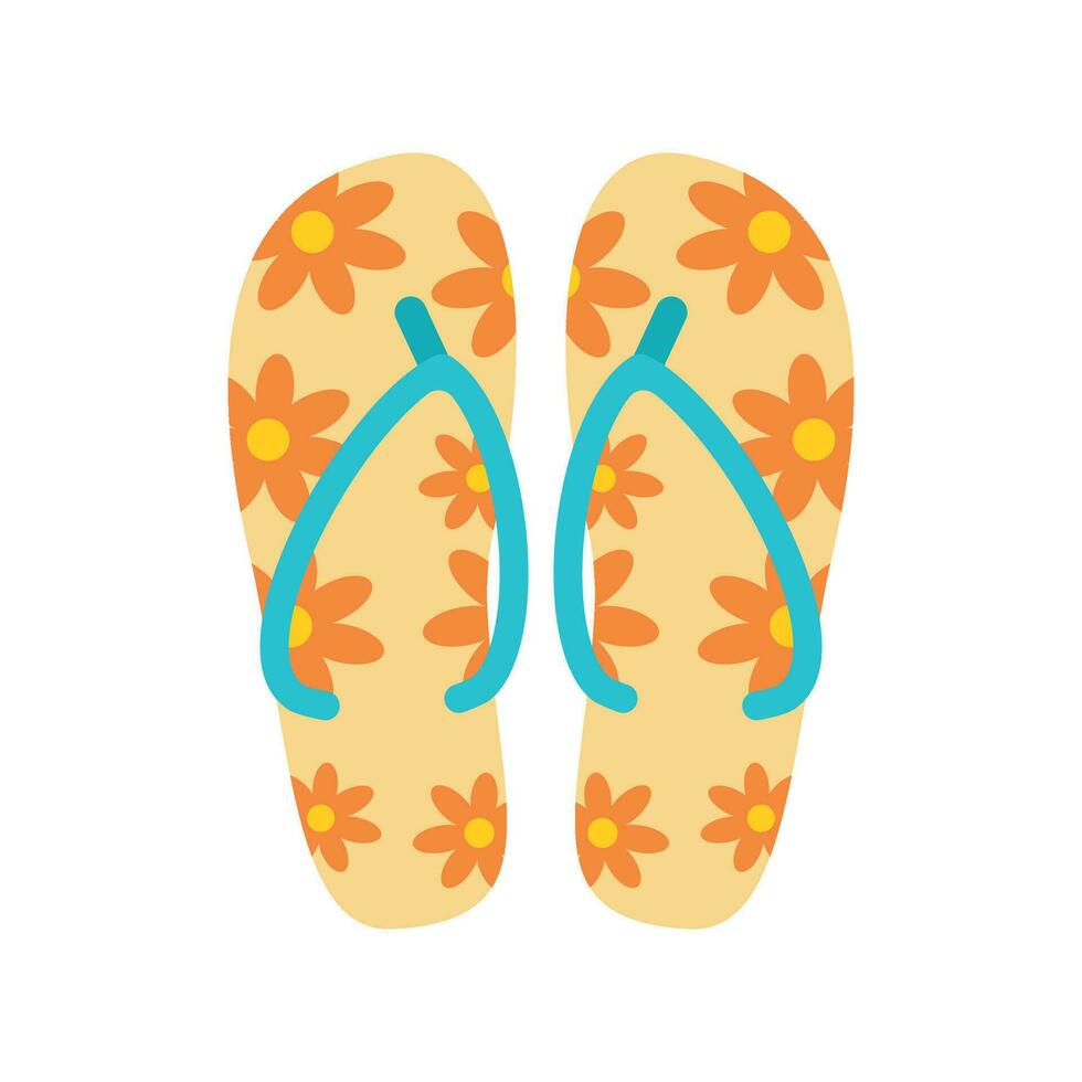 Slippers, flip-flops. Beach set for summer trips. Vacation accessories for sea vacations. vector