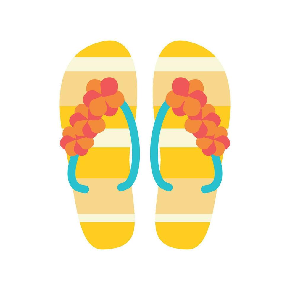 Slippers, flip-flops. Beach set for summer trips. Vacation accessories for sea vacations. vector