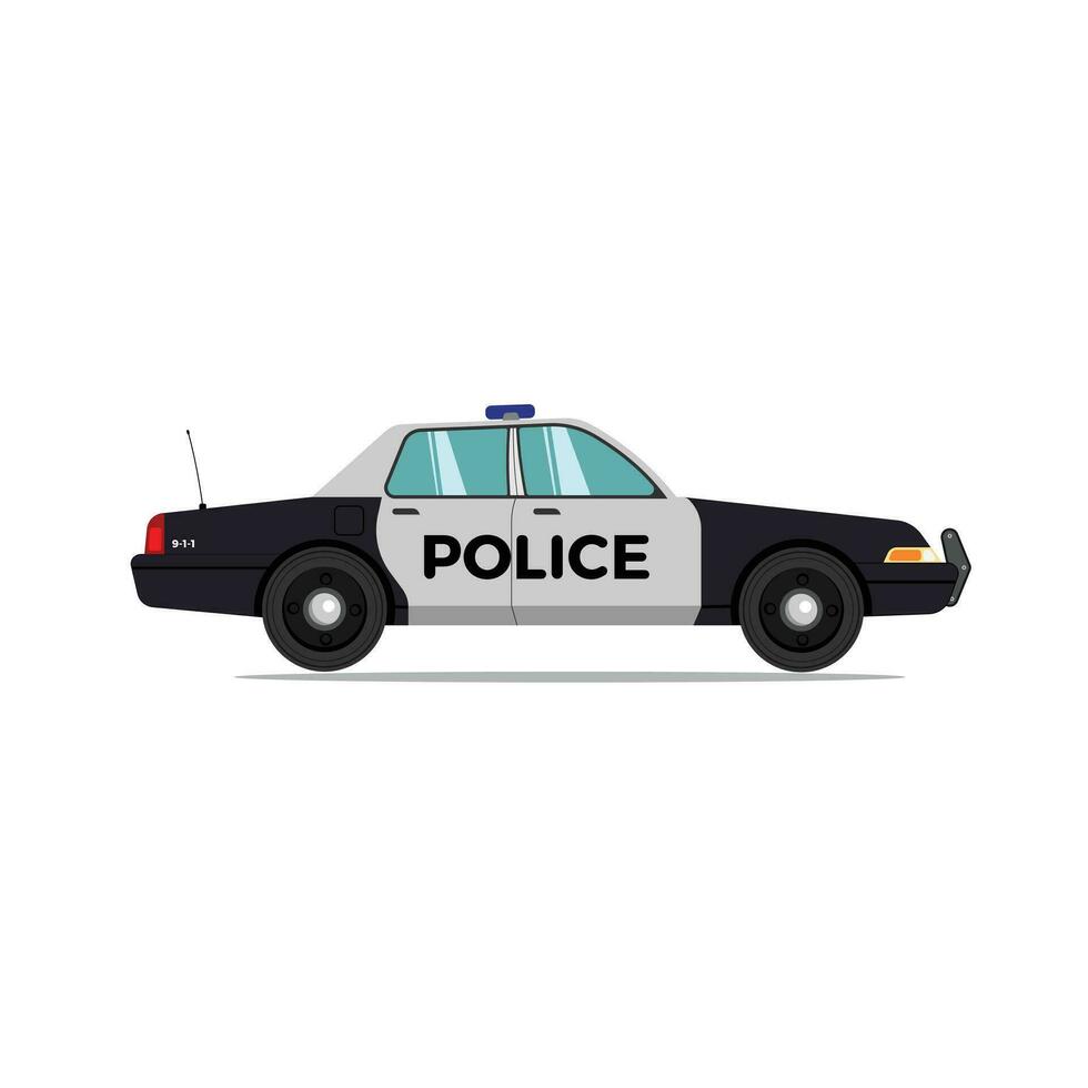 Black police car flat illustration vector
