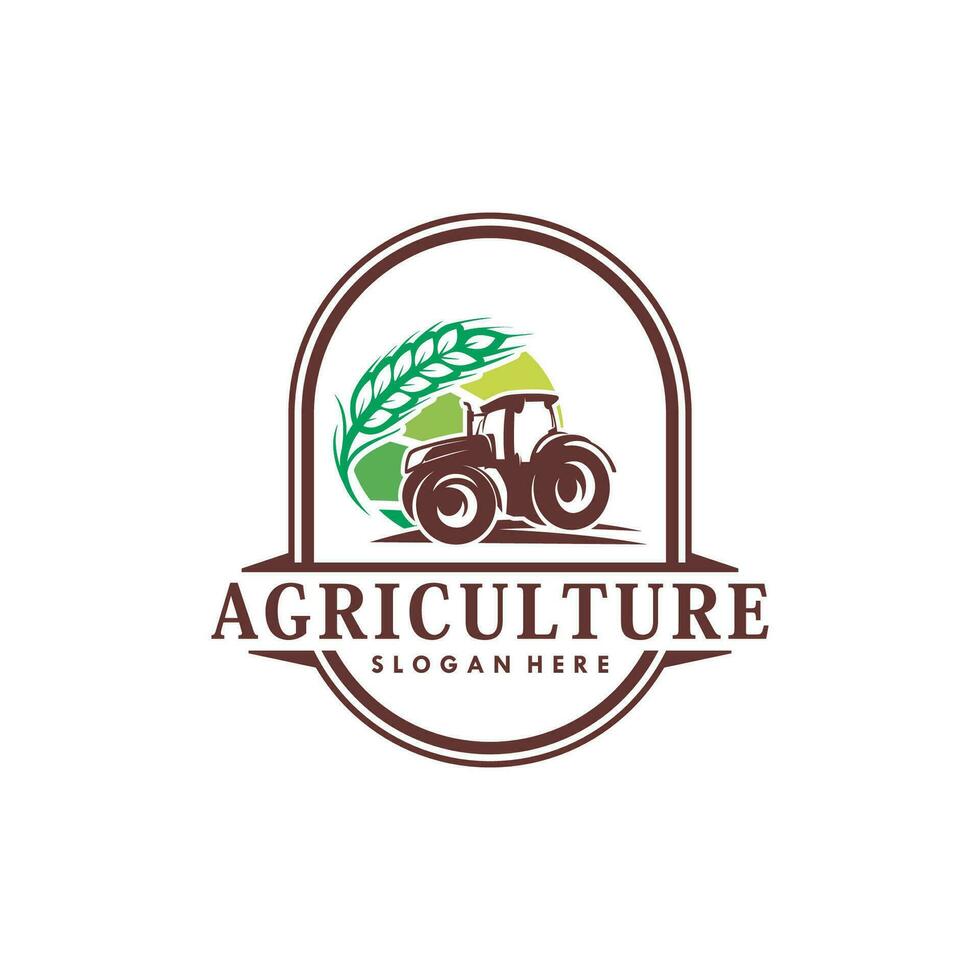 tractor granja agricultura logo diseño vector ilustración