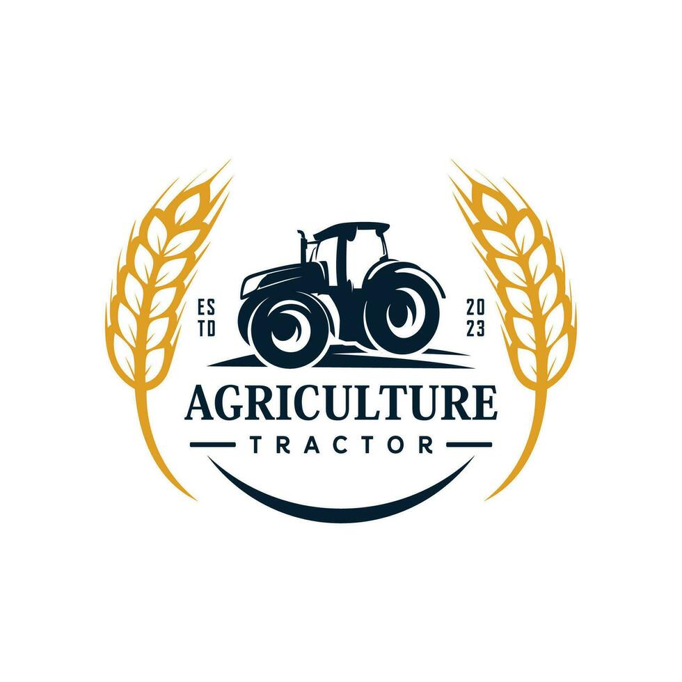 tractor granja agricultura logo diseño vector ilustración