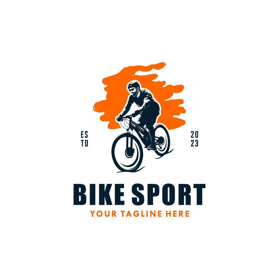 Bike man silhouette logo design vector