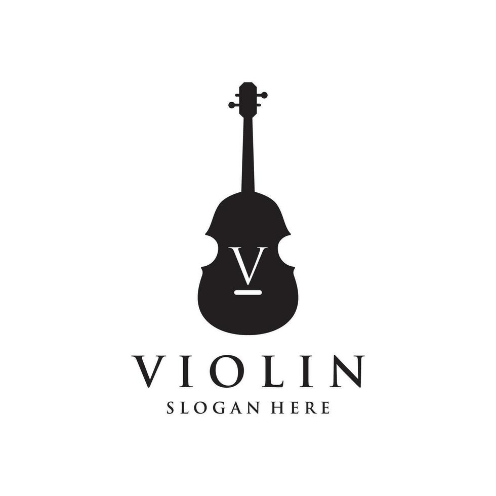 violín y violín desplumado instrumento logo modelo diseño con vector ilustración.