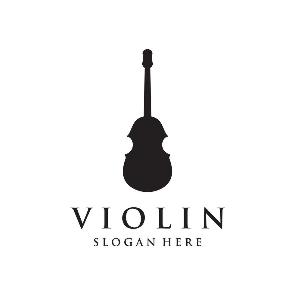 Violin and violin plucked instrument logo template design with vector illustration.