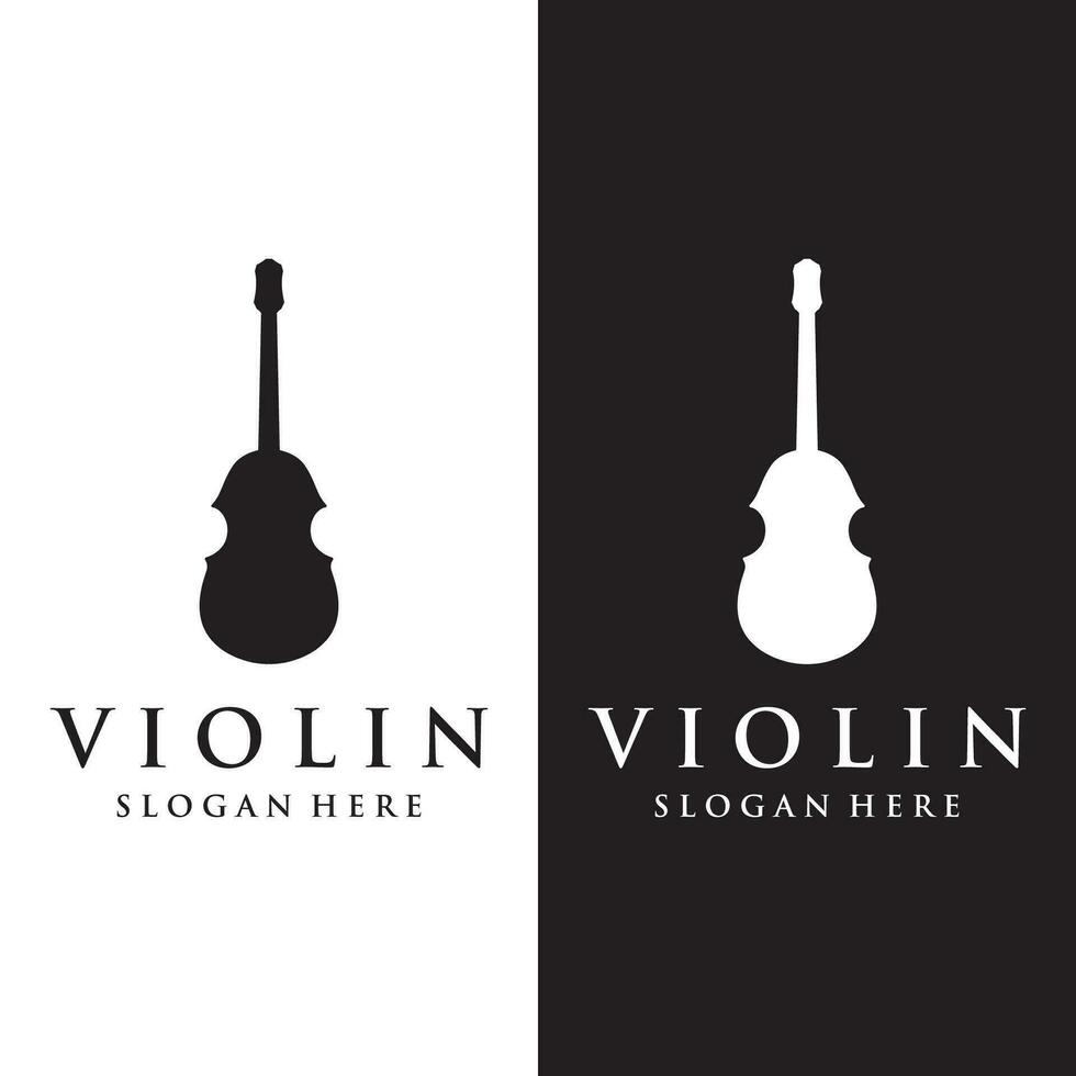 Violin and violin plucked instrument logo template design with vector illustration.
