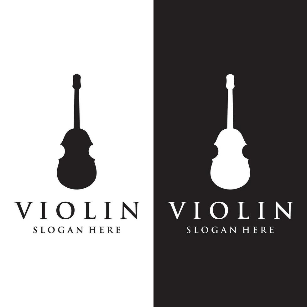 violín y violín desplumado instrumento logo modelo diseño con vector ilustración.