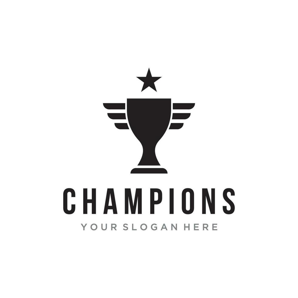 Creative and unique trophy Logo template design. Trophy logo for sport tournament championship vector